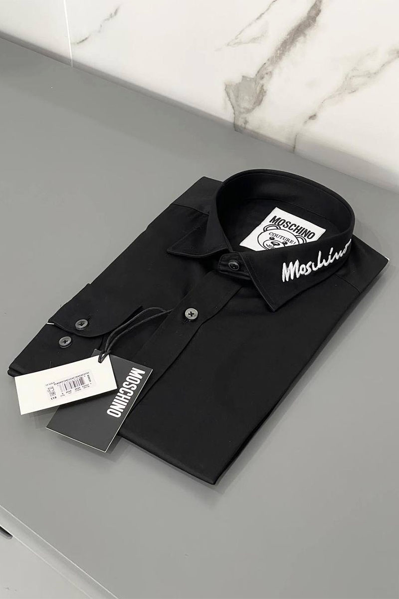 Moschino Мужская чёрная рубашка embroidered logo