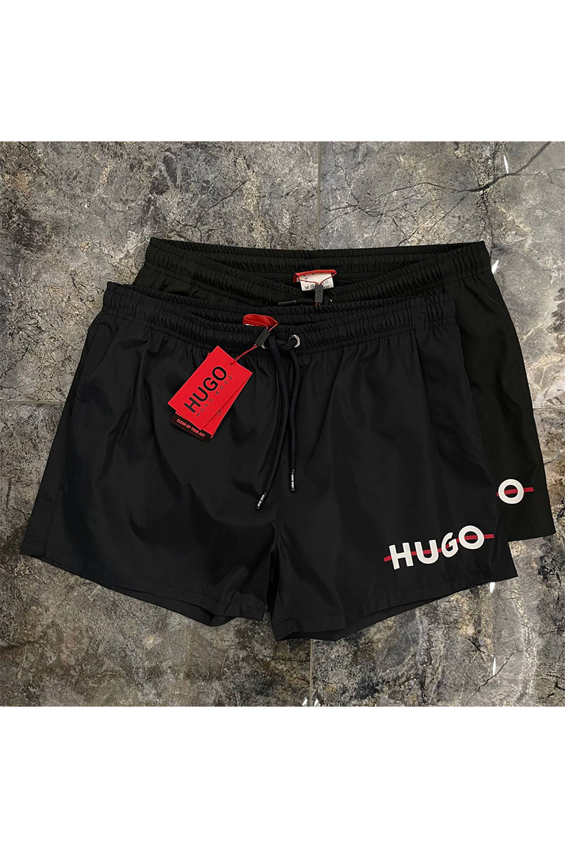 Hugо Воss Мужские чёрные шорты logo-print 