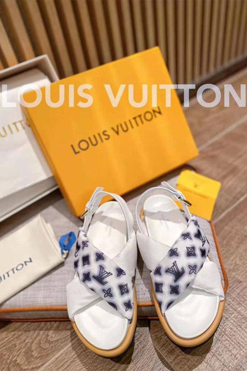 Lоuis Vuittоn Брендовые женские сандалии белого цвета