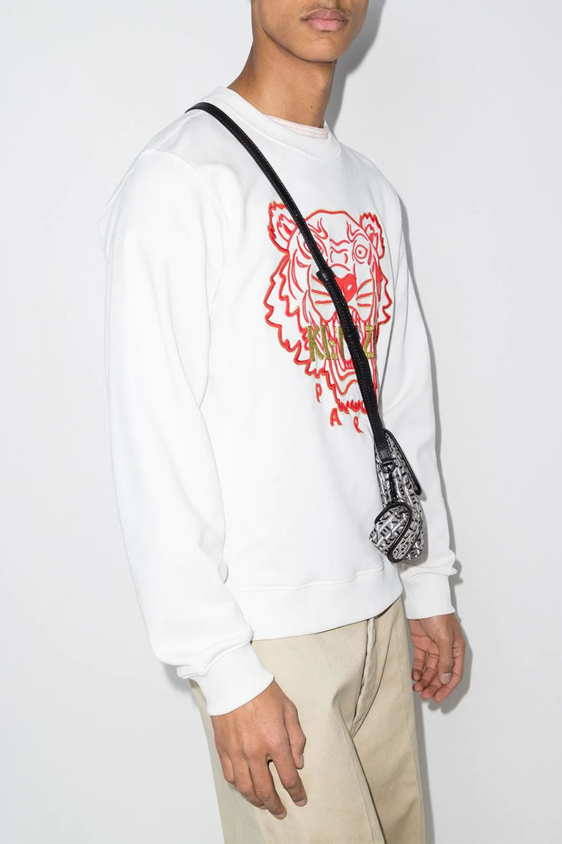 Kenzo Белый мужской свитшот Tiger Head embroidered 