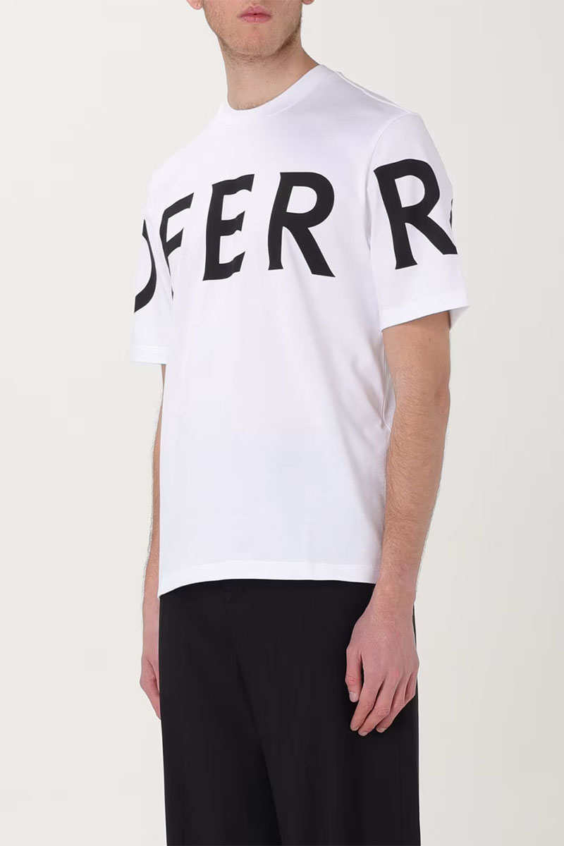 Salvatore Ferragamo Мужская белая футболка logo-print 