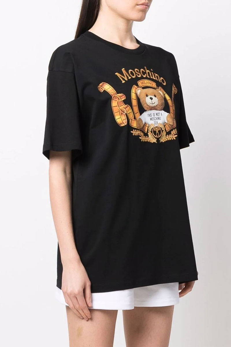 Moschino Женская чёрная футболка Teddy Bear-print