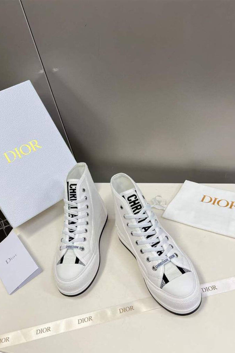 Dior Женские высокие кеды на платформе Dior Walk'n'  - White 