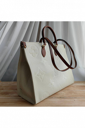 Кожаная сумка Onthego GM 40x32 см - White / Brown