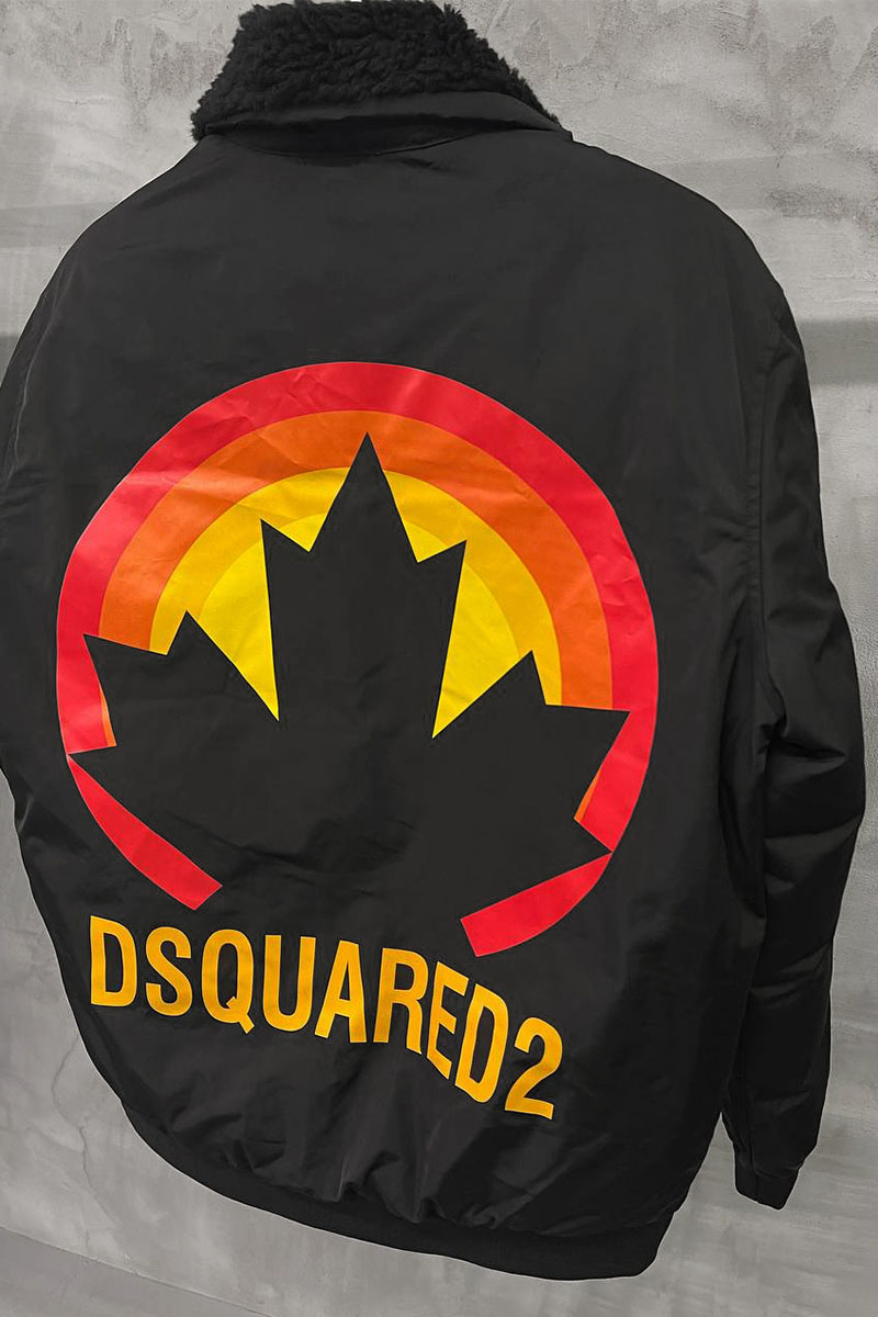 Dsquared2 Чёрный бомбер Cyprus Sunset Leaf logo-print