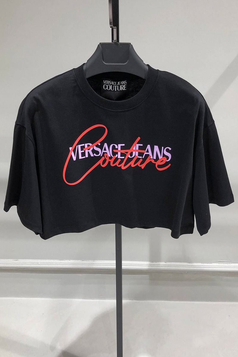 Versace Женская чёрная футболка-топ