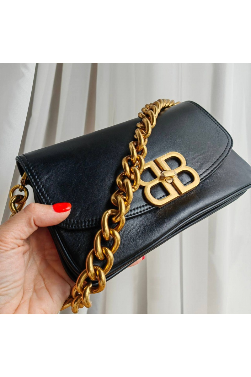 Balenciaga Кожаная сумка Bb Soft Flap 23x12 см - Black / Gold