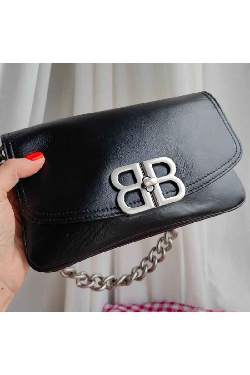 Balenciaga Кожаная сумка Bb Soft Flap 23x12 см - Black / Silver