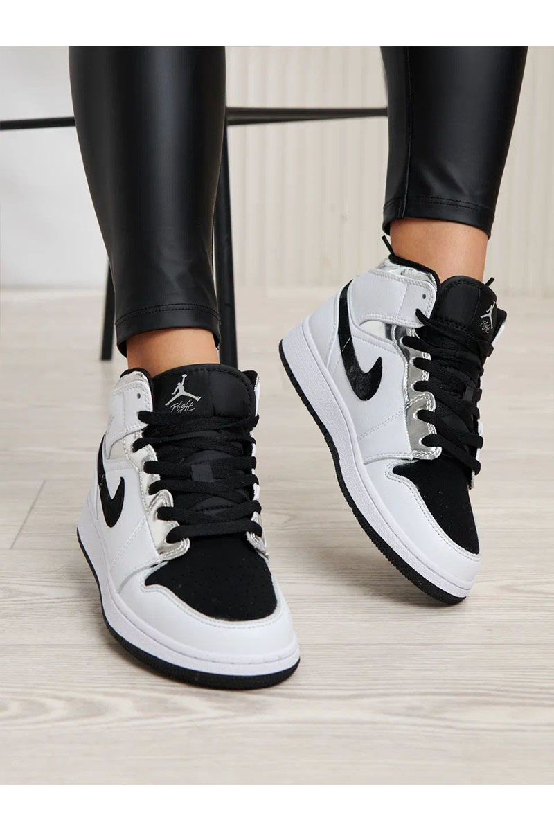 Nike Женские кроссовки Dunk High - White / Black / Silver