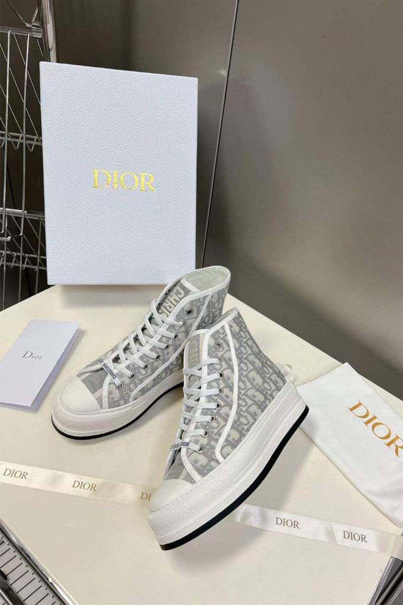 Dior Женские высокие кеды на платформе Walk'n'  - Grey 