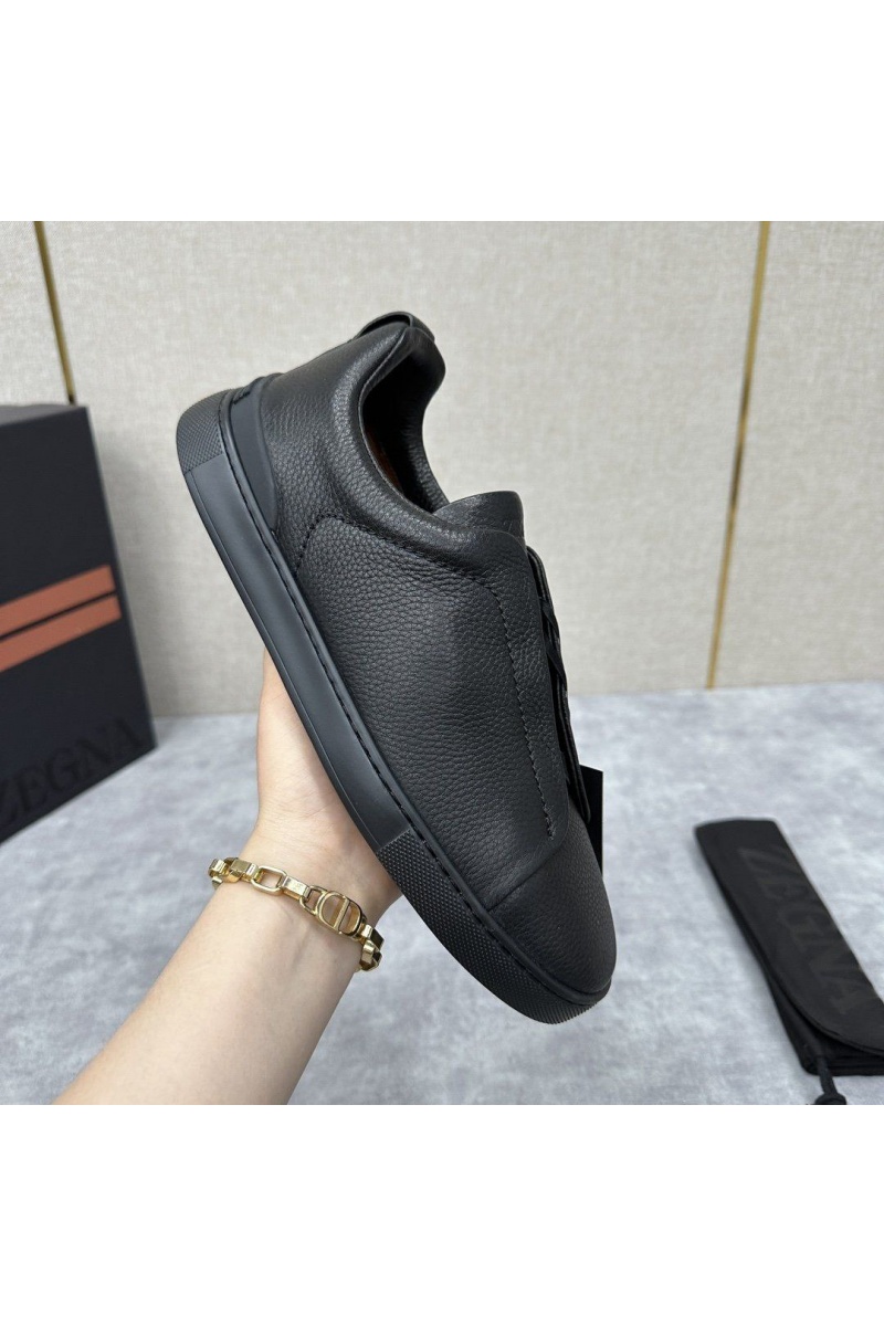 Zegna Мужские кроссовки Triple Stitch Leather - Black