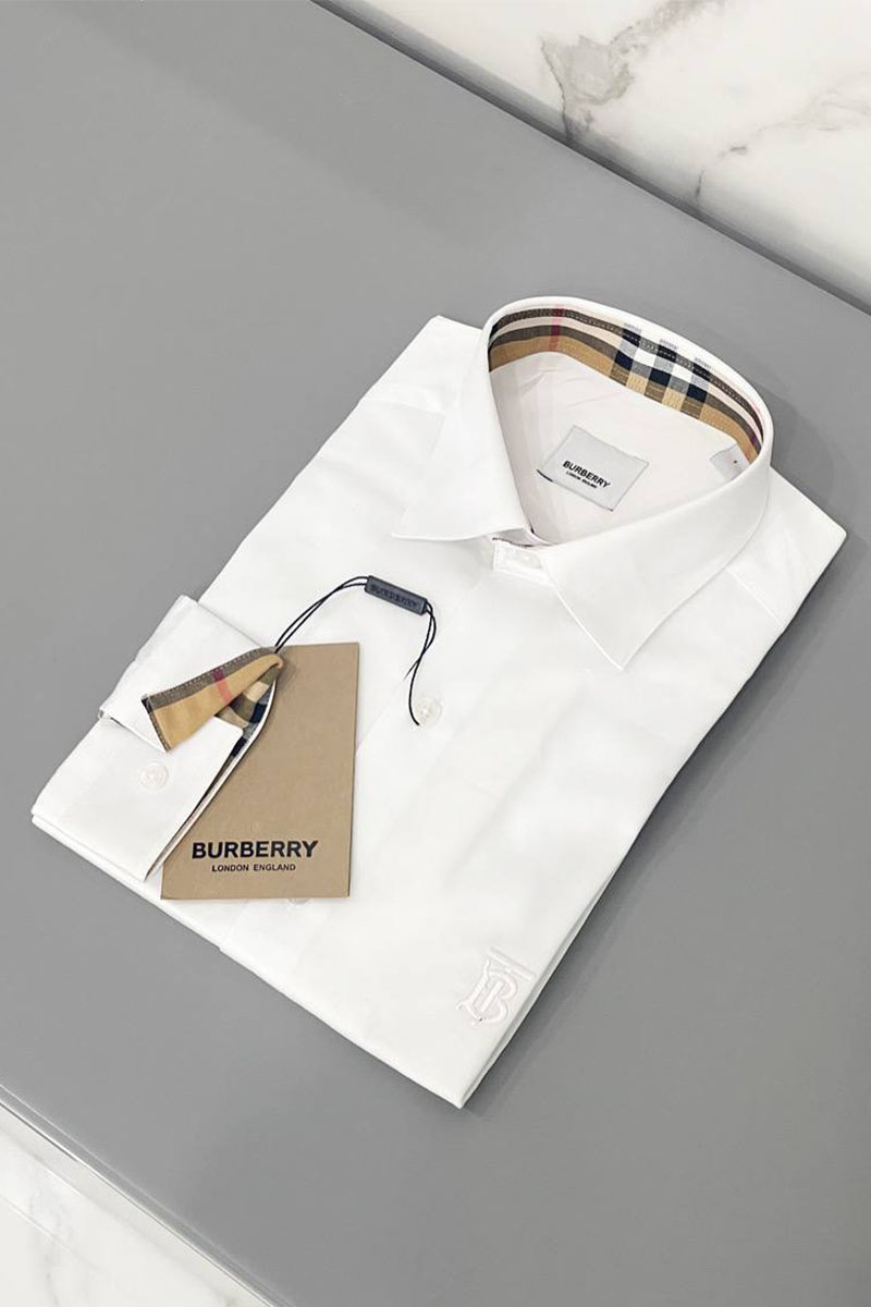 Burberry Мужская рубашка белого цвета TB logo