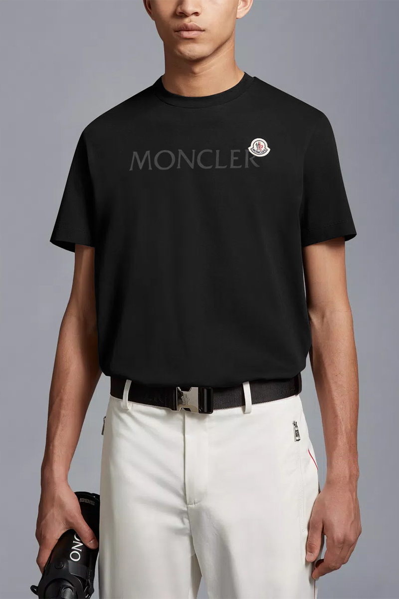 Moncler Футболка чёрного цвета logo-print 