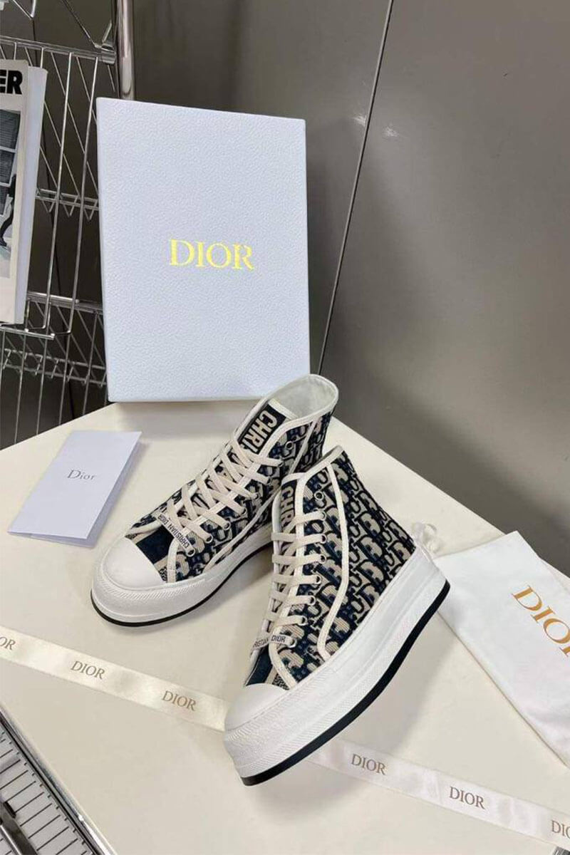 Dior Женские высокие кеды на платформе Walk'n'  - Black 