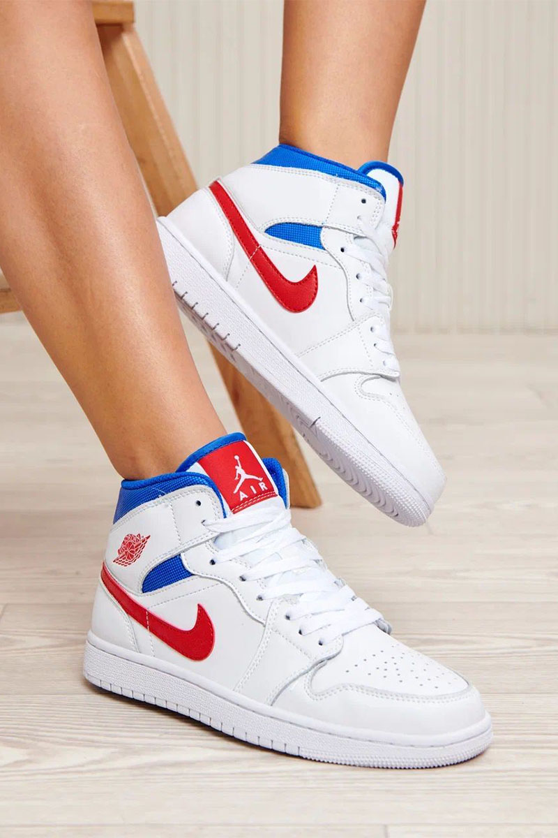 Nike Женские кроссовки Dunk High - White / Blue / Red