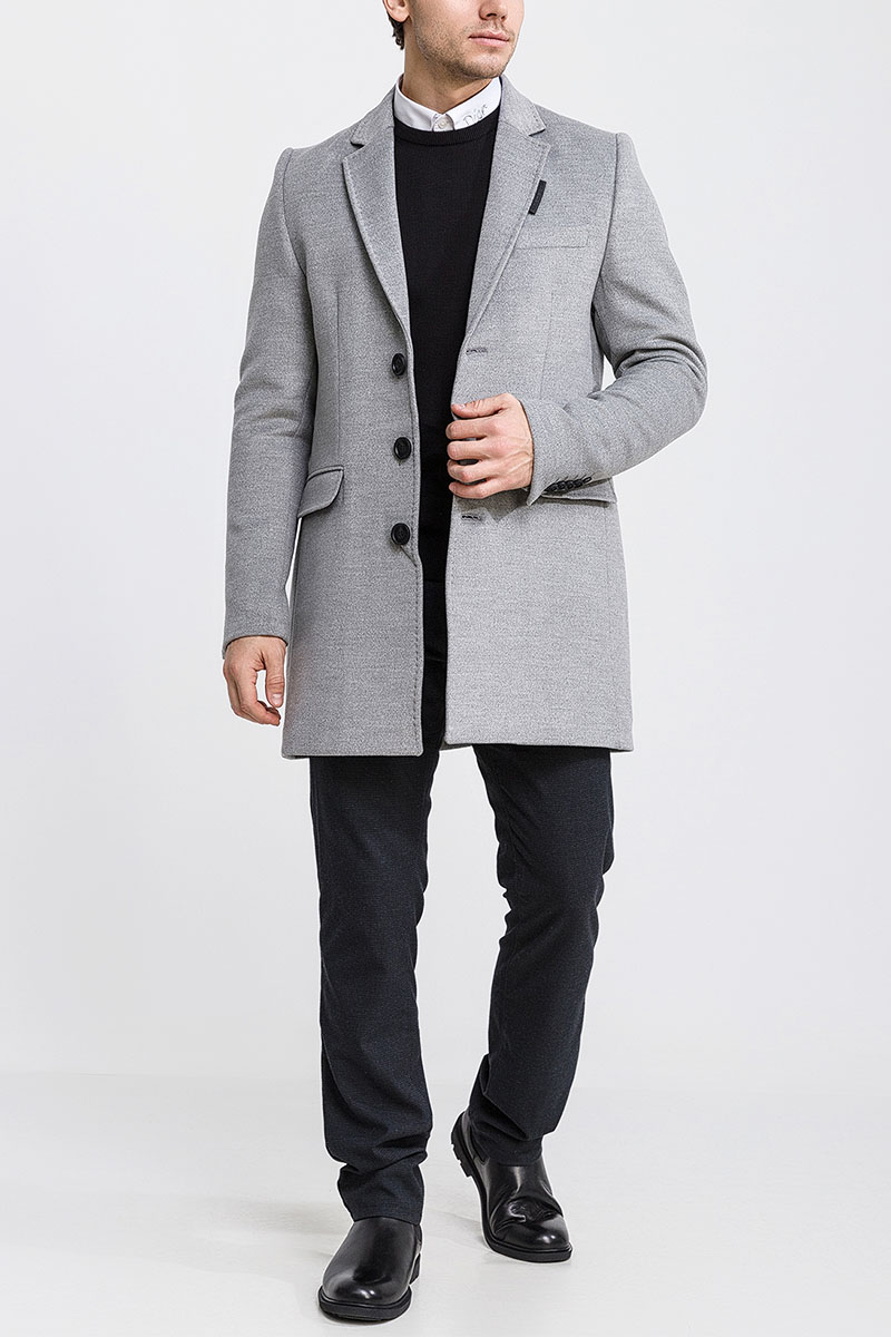 Burberry Серое мужское пальто logo label