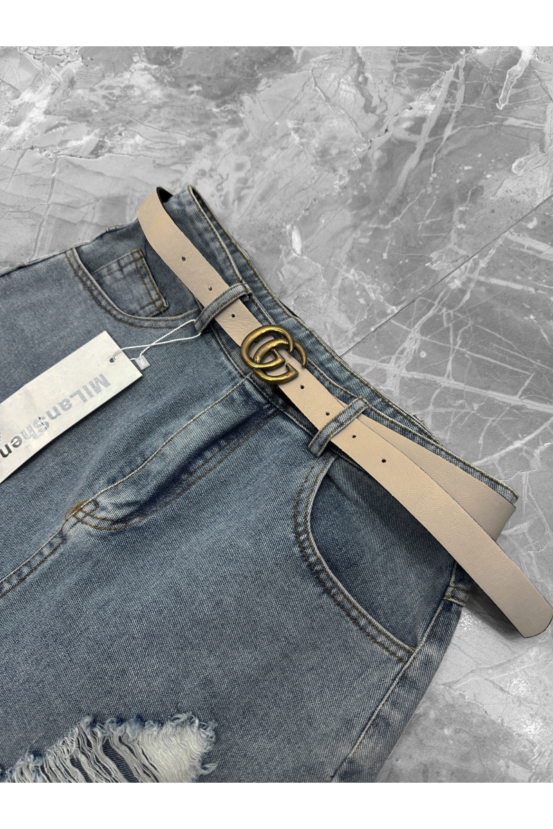 Designer Clothing Женская джинсовая юбка с ремнём синего цвета