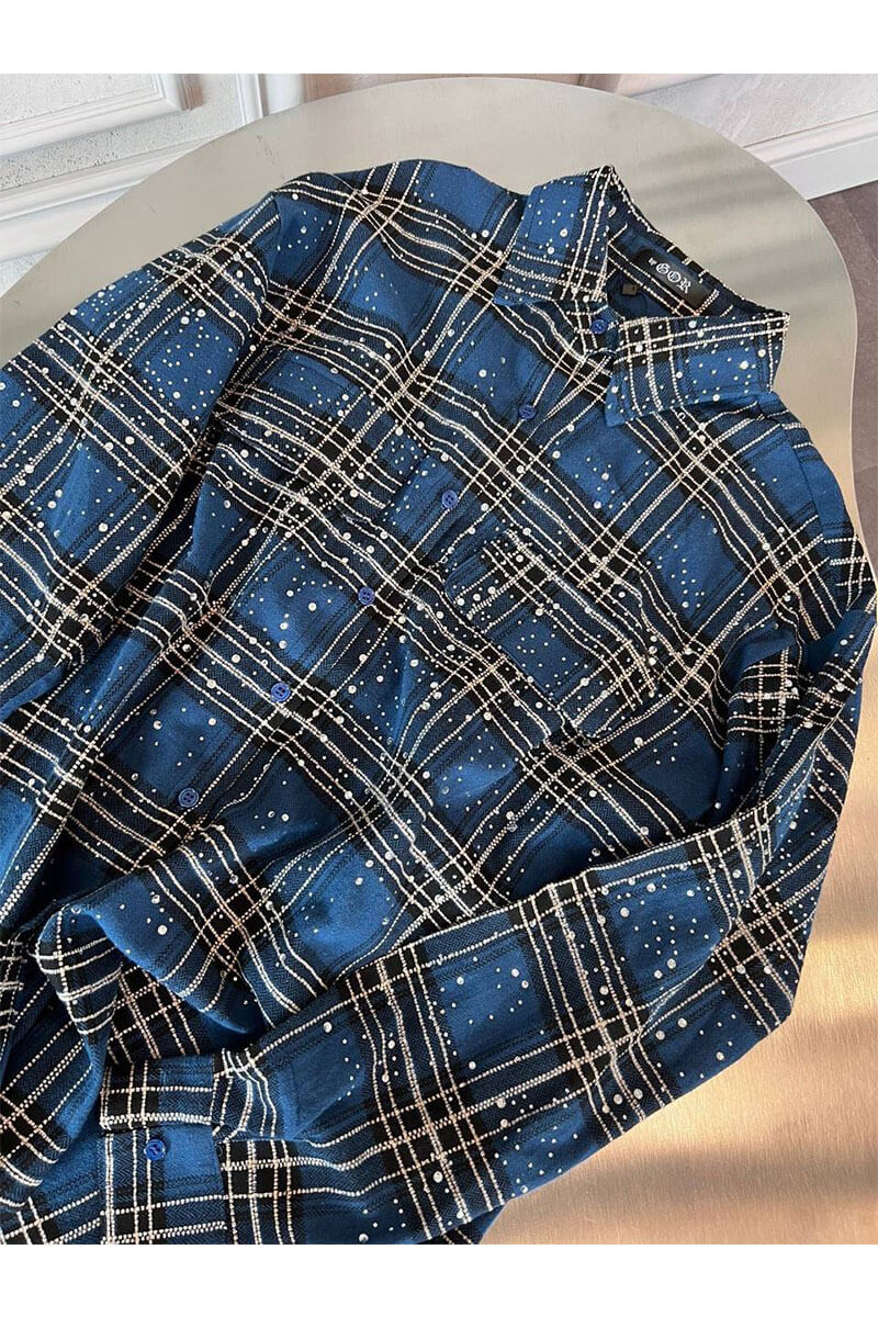 Designer Clothing Женская рубашка в клетку синего цвета 