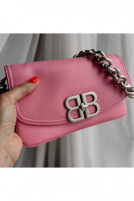Кожаная сумка Bb Soft Flap 23x12 см - Pink