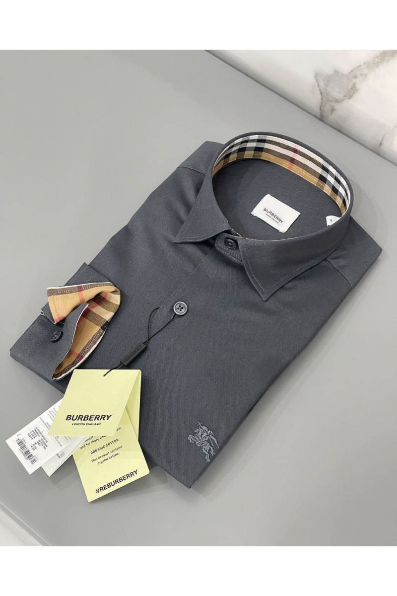 Burberry Мужская рубашка logo-embroidered - Grey