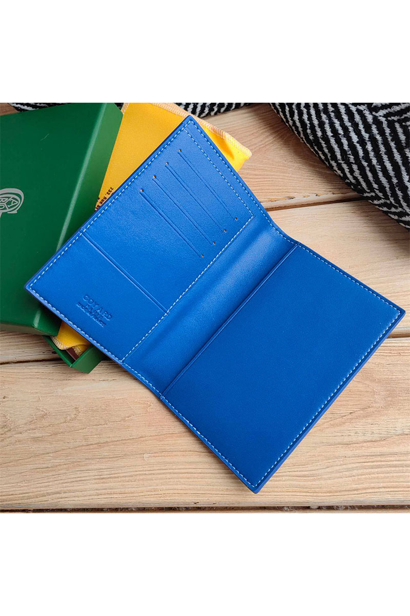 Designer Clothing Кожаная обложка на паспорт Goyard - Blue 10х14 см