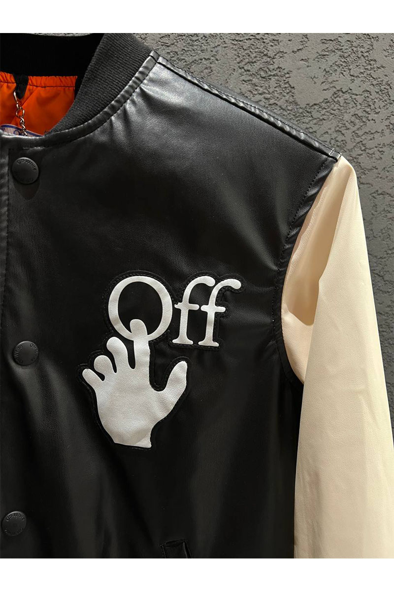 Off-White Мужской чёрный бомбер  Hands Off logo