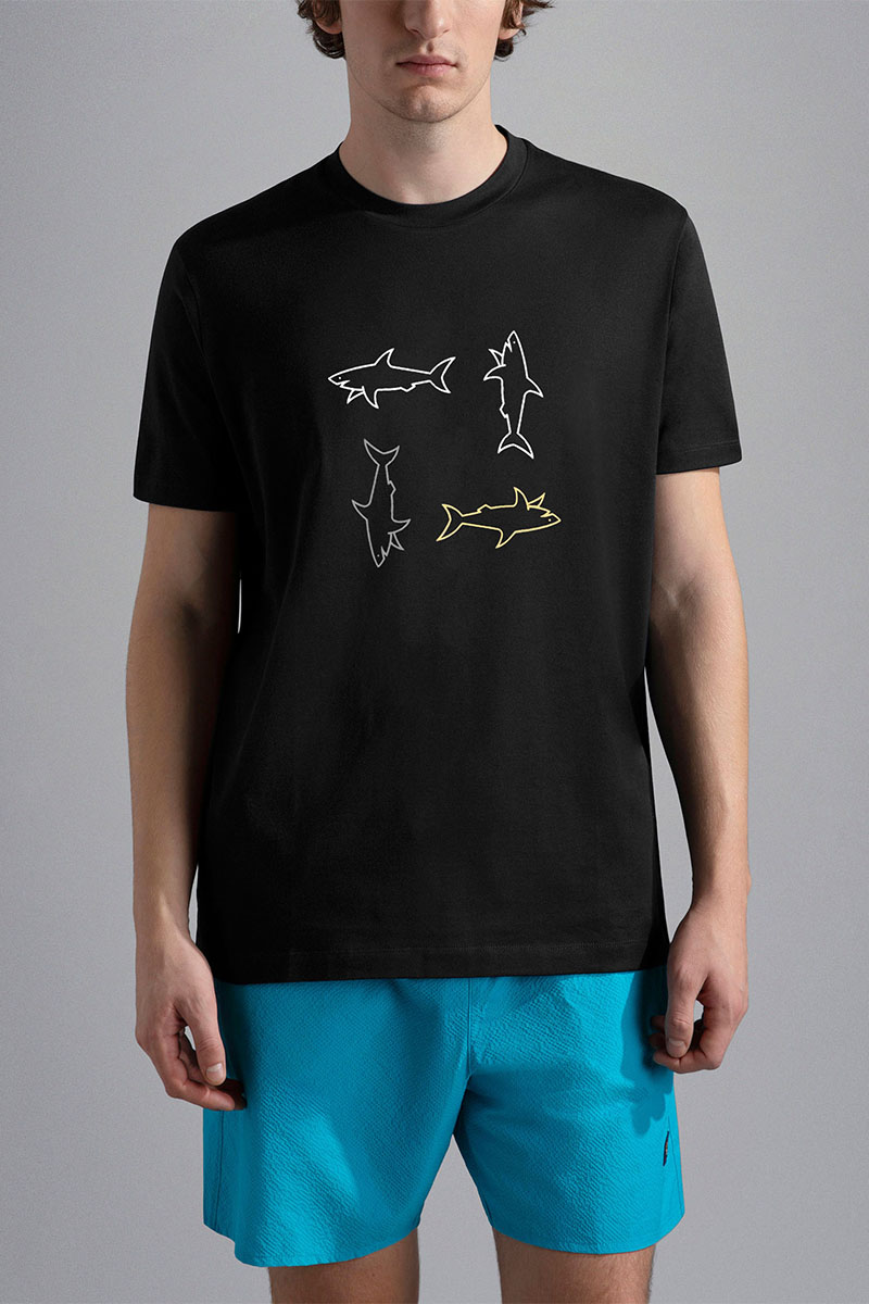 Paul & Shark Мужская чёрная футболка logo-print 