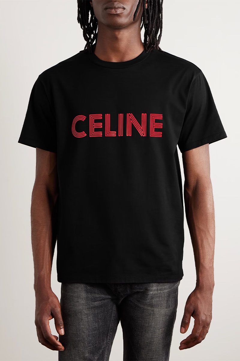 Celine Мужская чёрная футболка logo-print