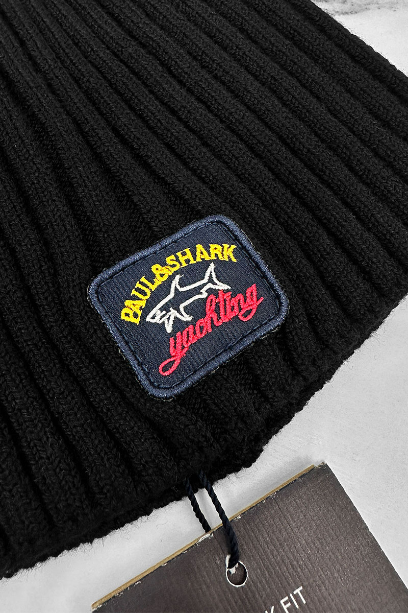 Paul & Shark Мужская чёрная шапка logo-patch