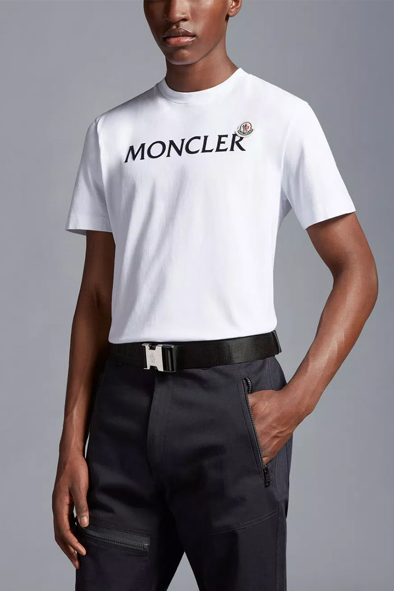 Moncler Футболка белого цвета logo-print 