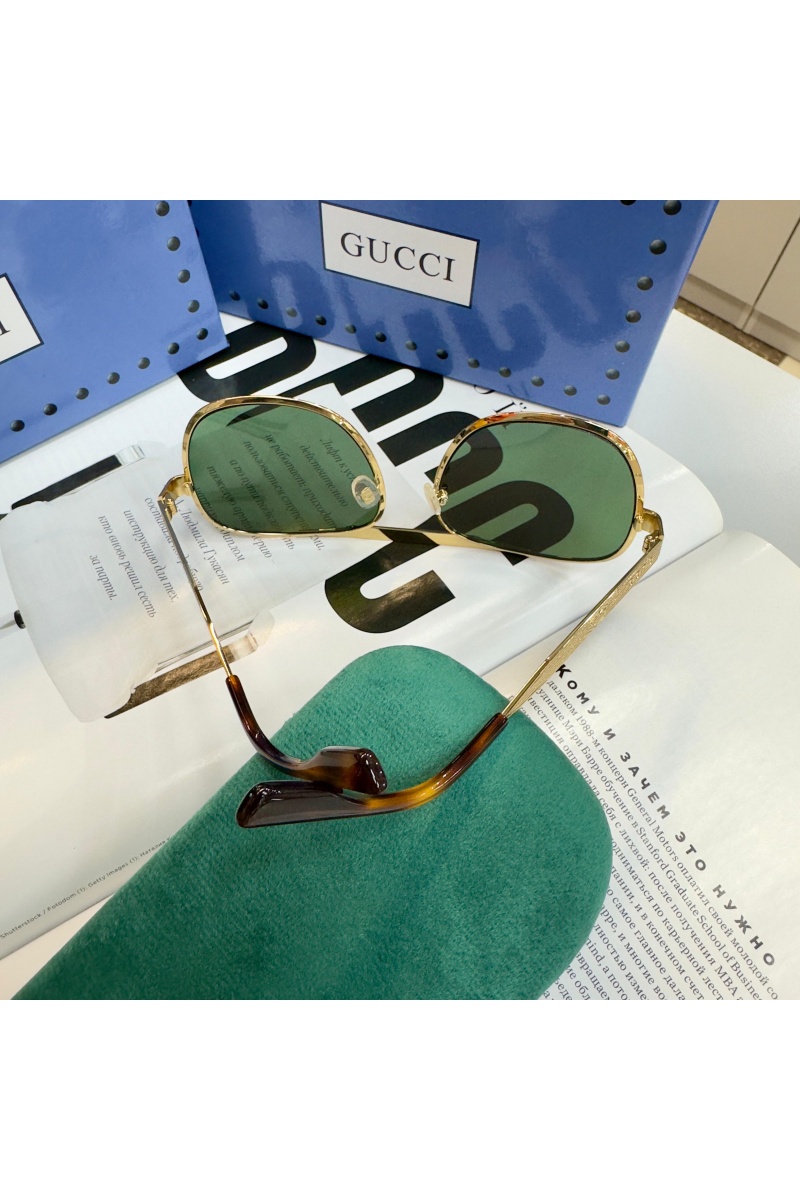 Gucci Солнцезащитные очки GG Navigator Frame - Green / Gold