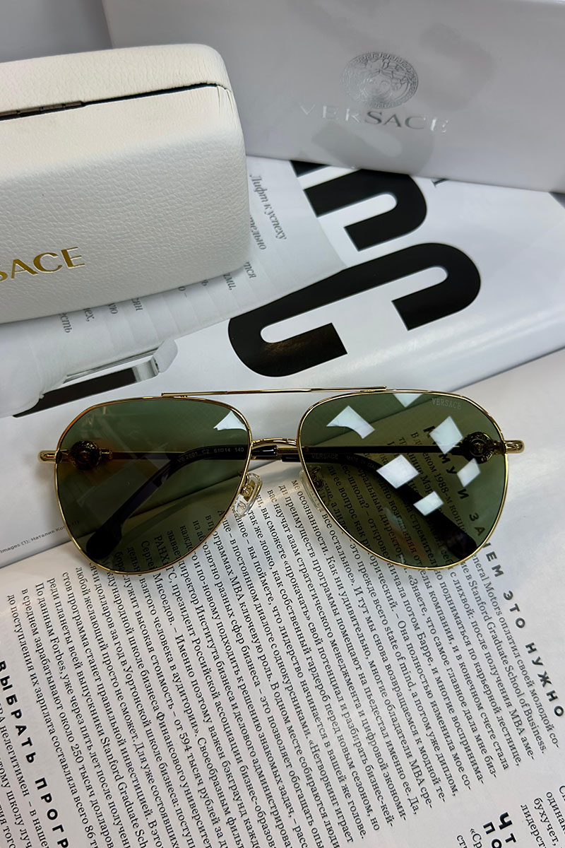 Versace Сонлнцезащитные очки Aviator - Green / Gold