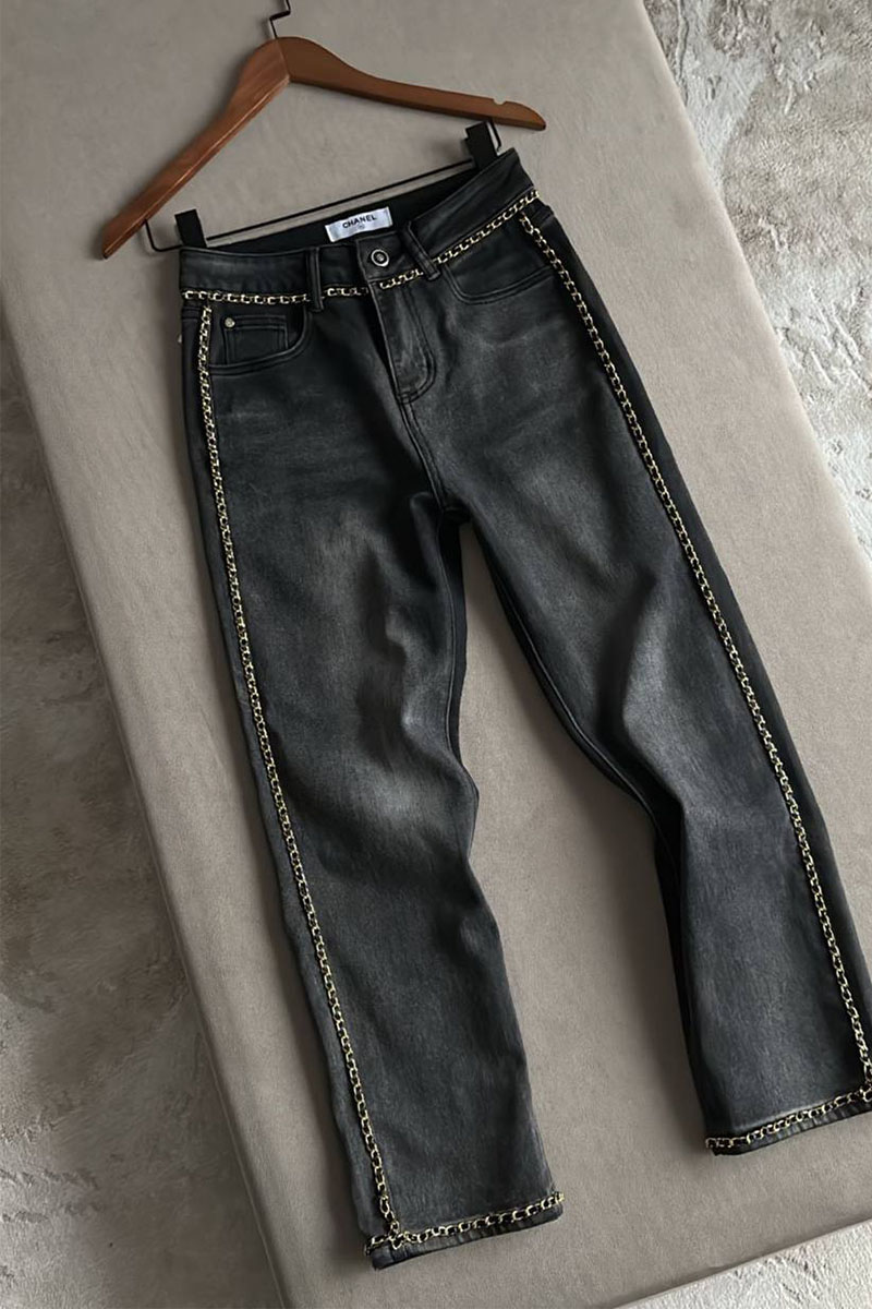 Chаnеl Женские джинсы чёрного цвета