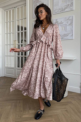 Розовое женское платье Alaia Floral All-over