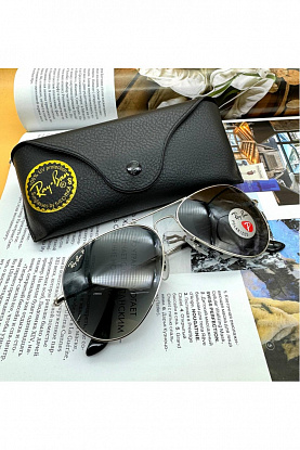 Солнцезащитные очки Aviator Large Metal - Black / Silver