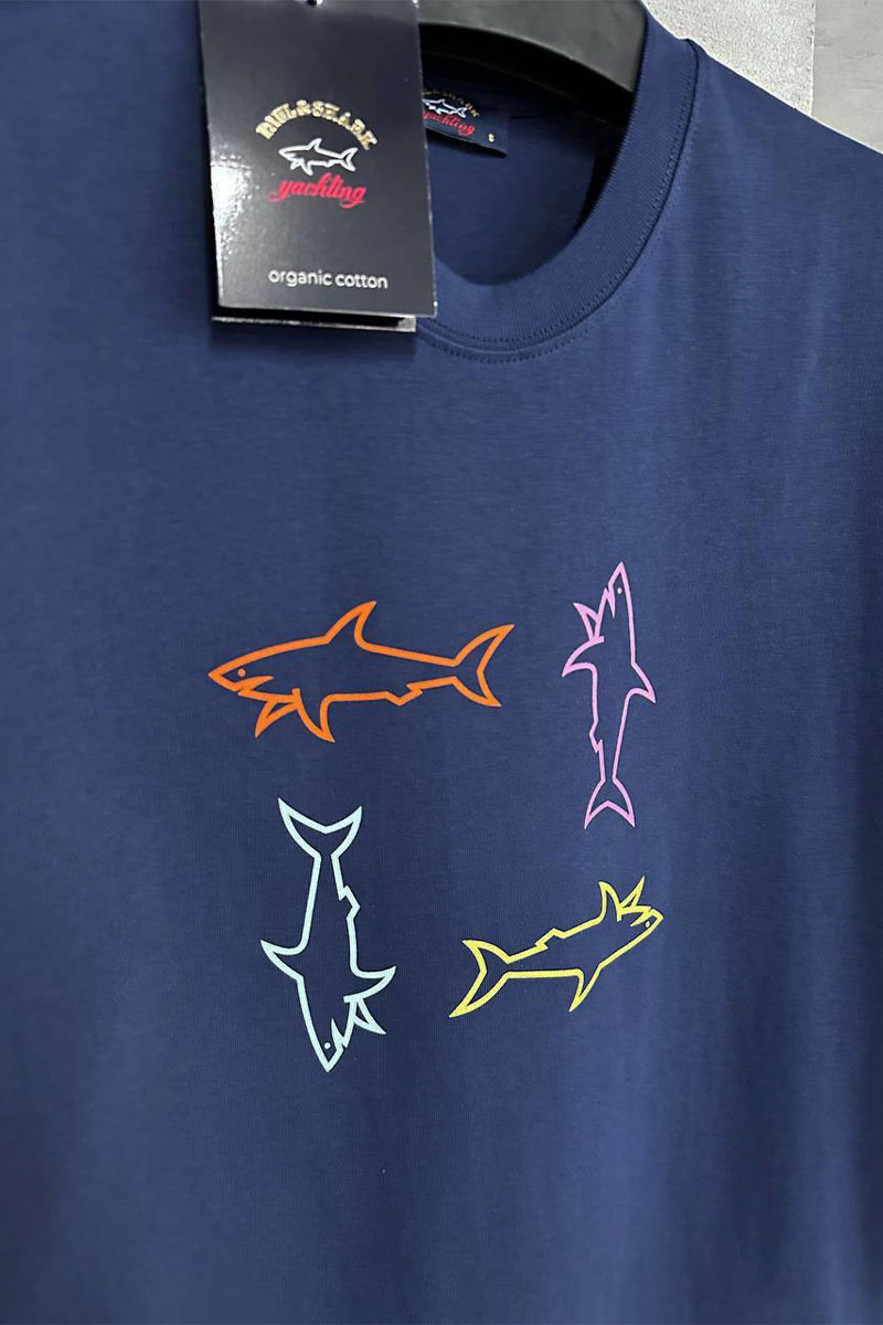 Paul & Shark Мужская тёмно-синяя футболка logo-print 