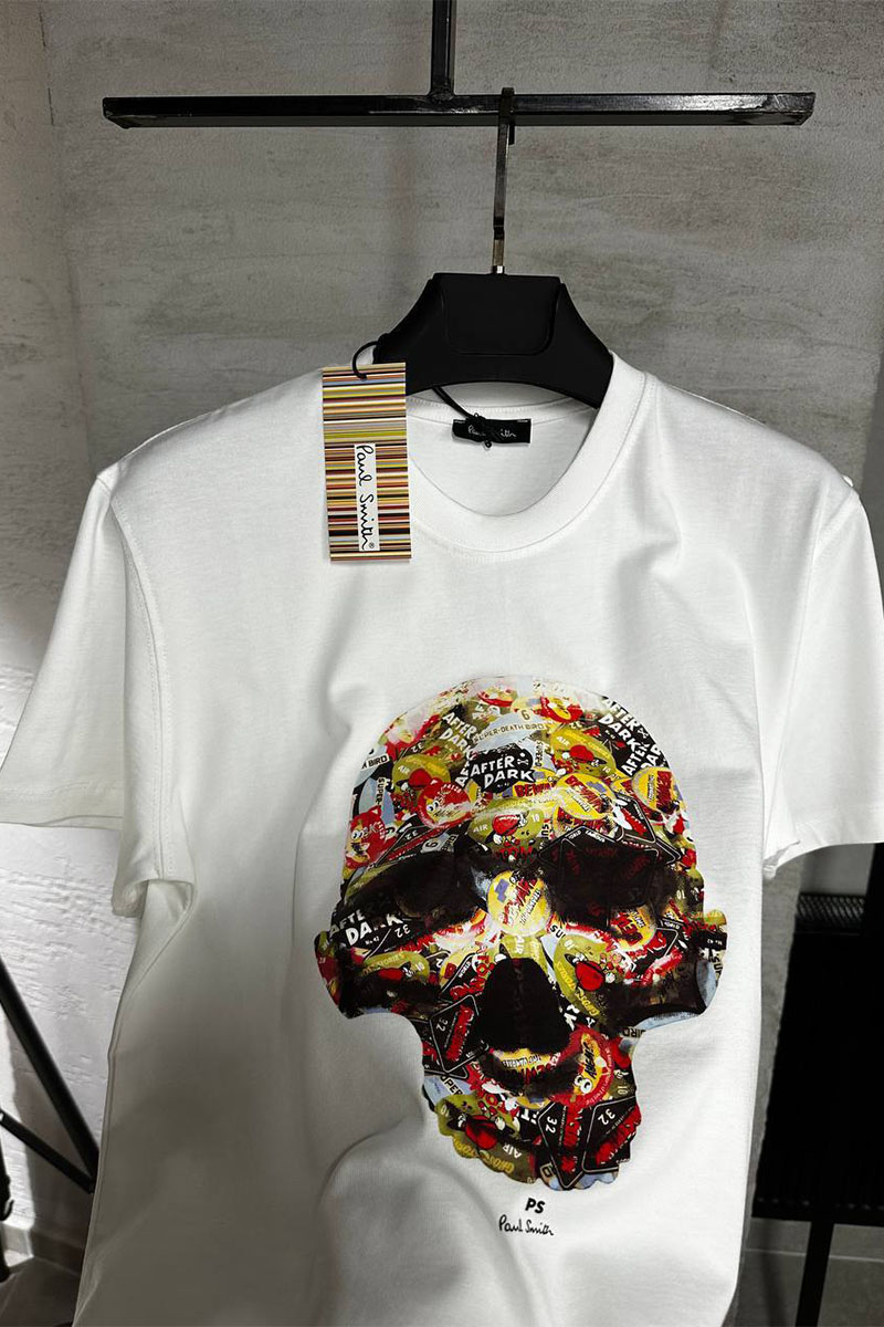 Paul Smith Белая футболка Sticker Skull print