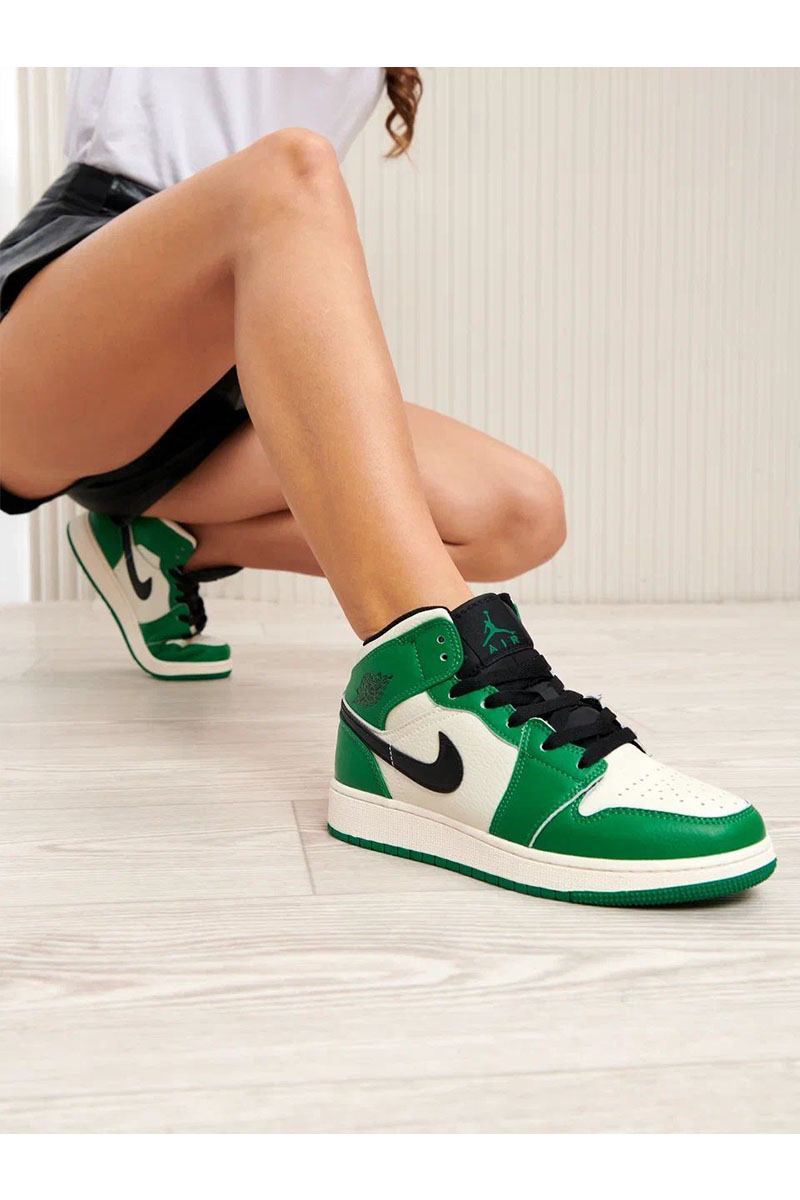 Nike Женские кроссовки Dunk High - White / Green