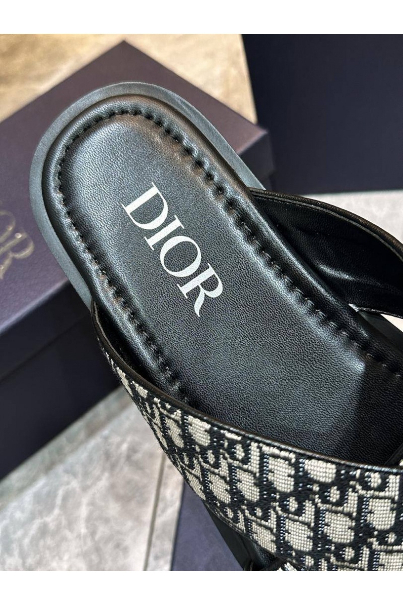Dior Мужские кожаные шлёпанцы 