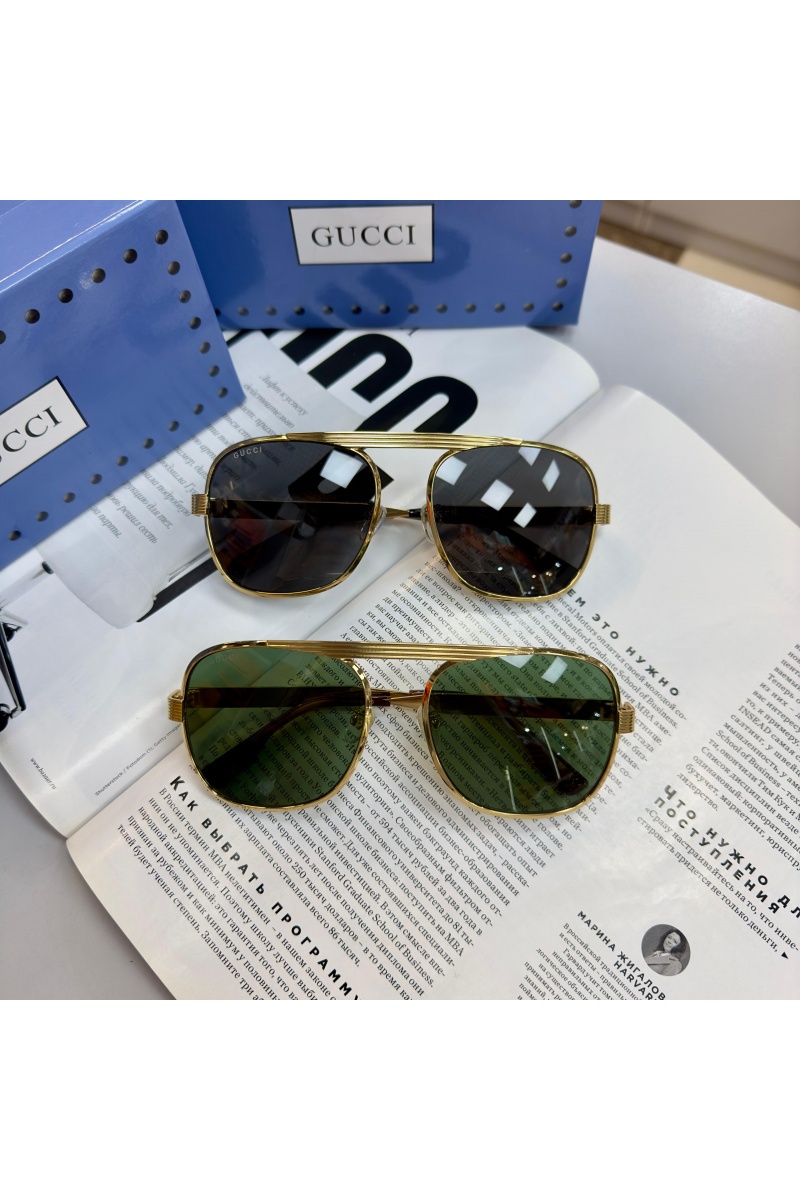 Gucci Солнцезащитные очки GG Navigator Frame - Black / Gold