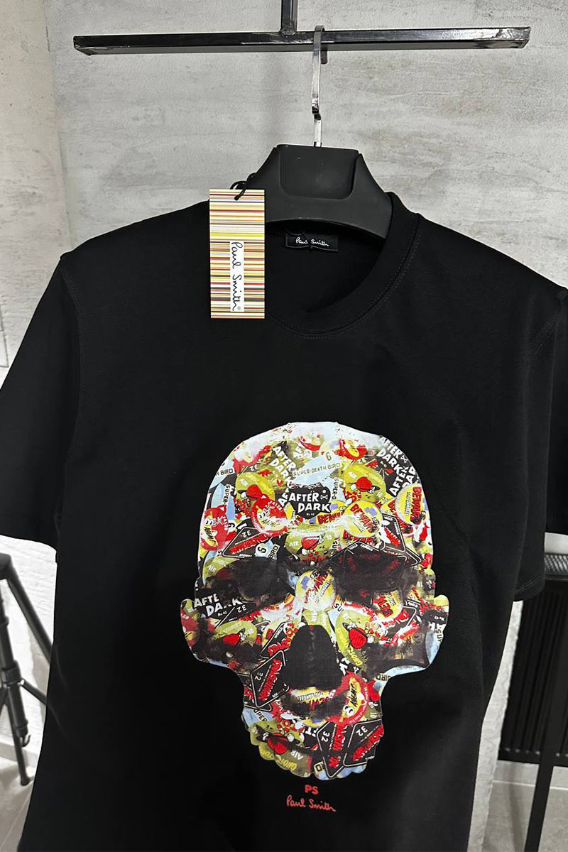 Paul Smith Чёрная футболка Sticker Skull print