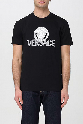Мужская чёрная футболка Medusa logo-print 