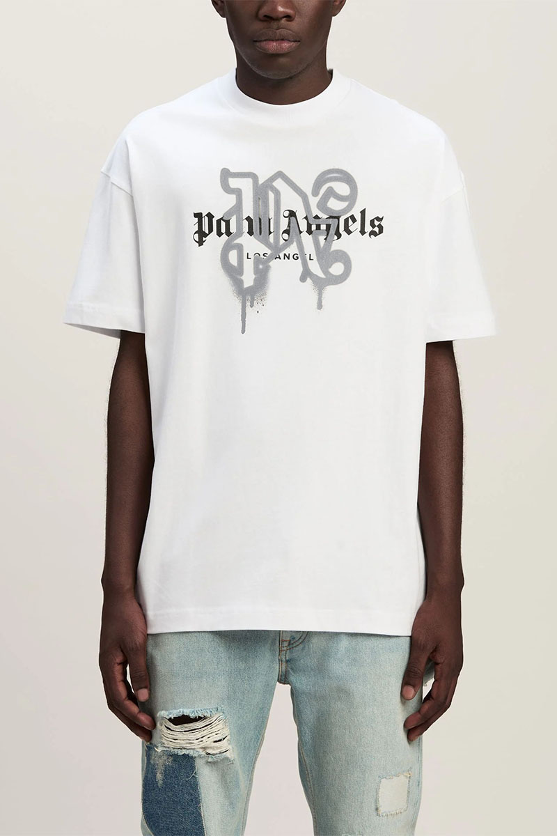 Palm Angels Белая футболка Los Angeles monogram spray 