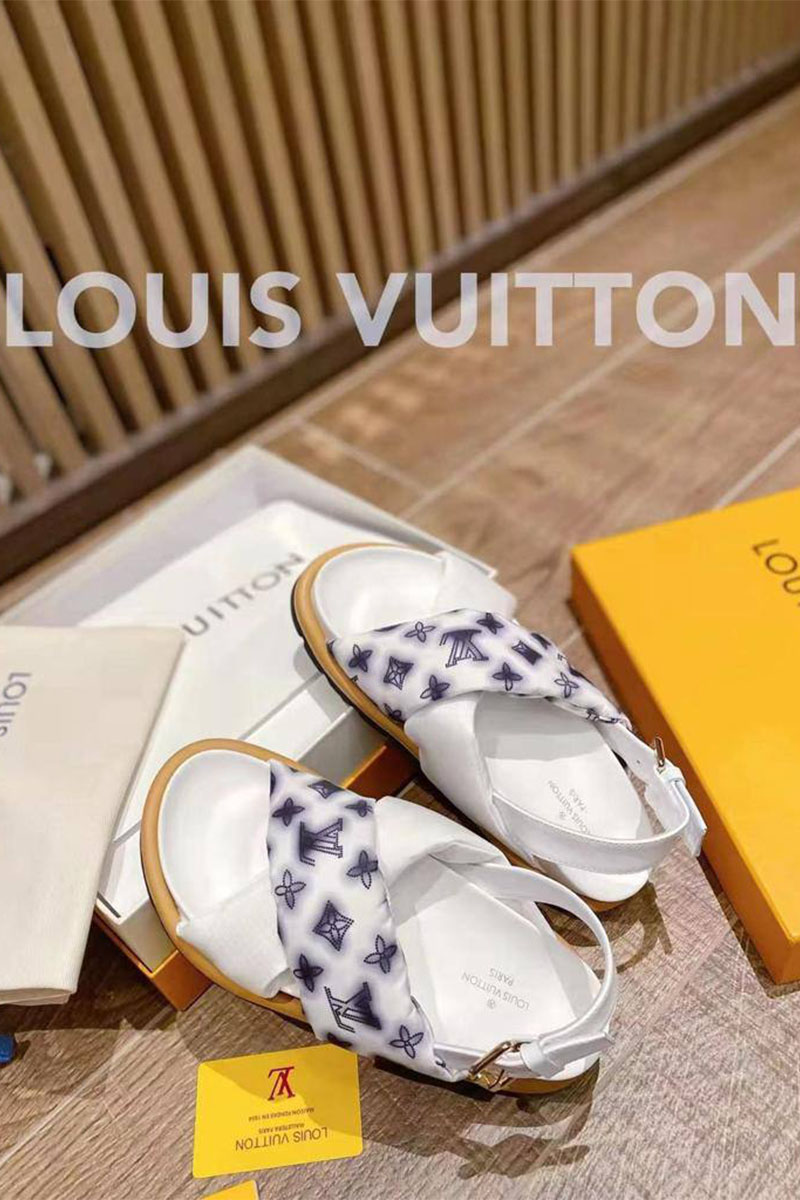 Lоuis Vuittоn Брендовые женские сандалии белого цвета