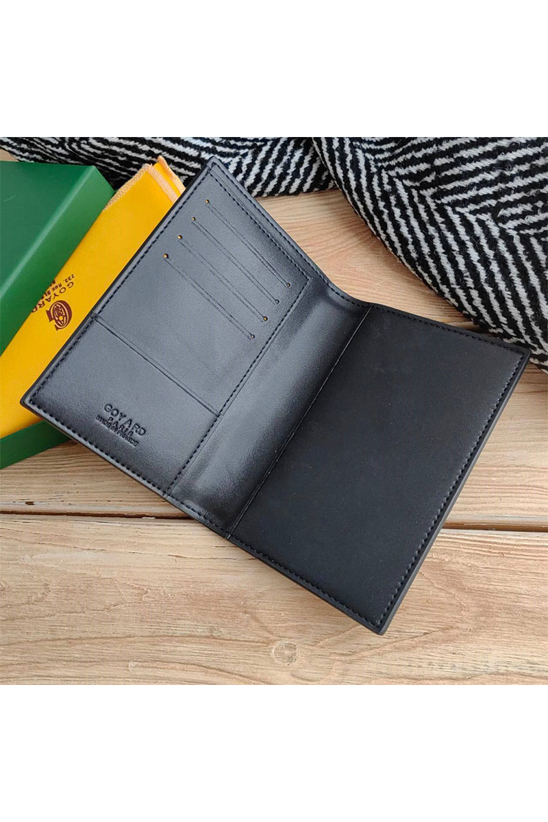 Designer Clothing Кожаная обложка на паспорт Goyard - Black 10х14 см