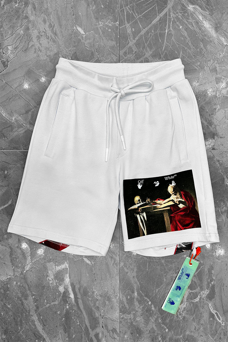 Off-White Мужские белые шорты Caravaggio Print 