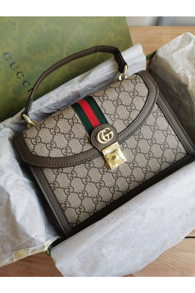 Gucci Сумка Ophidia Web top-handle bag 24x17 см