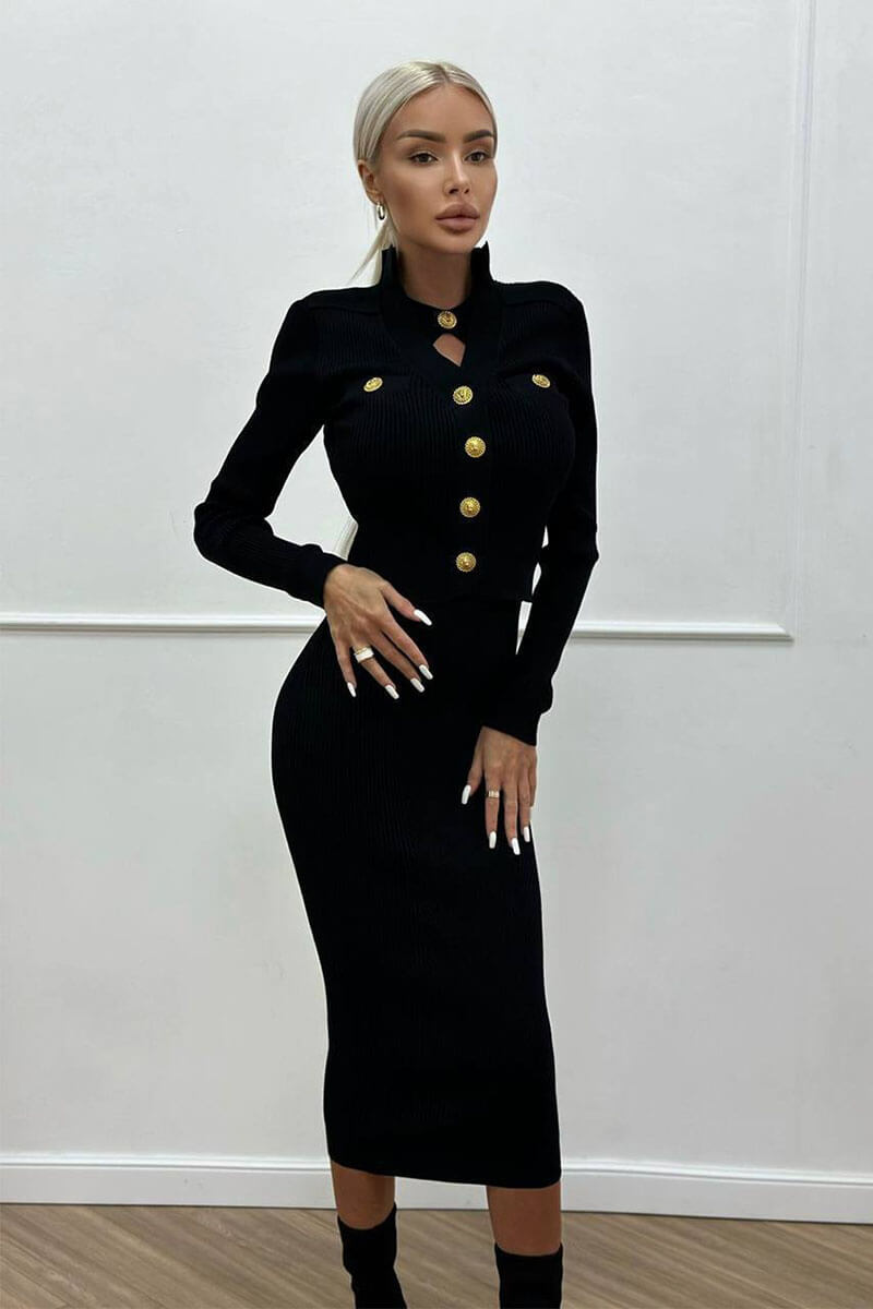 Balmain Женское чёрное бандажное платье