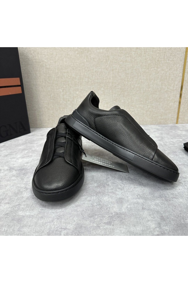 Zegna Мужские кроссовки Triple Stitch Leather - Black