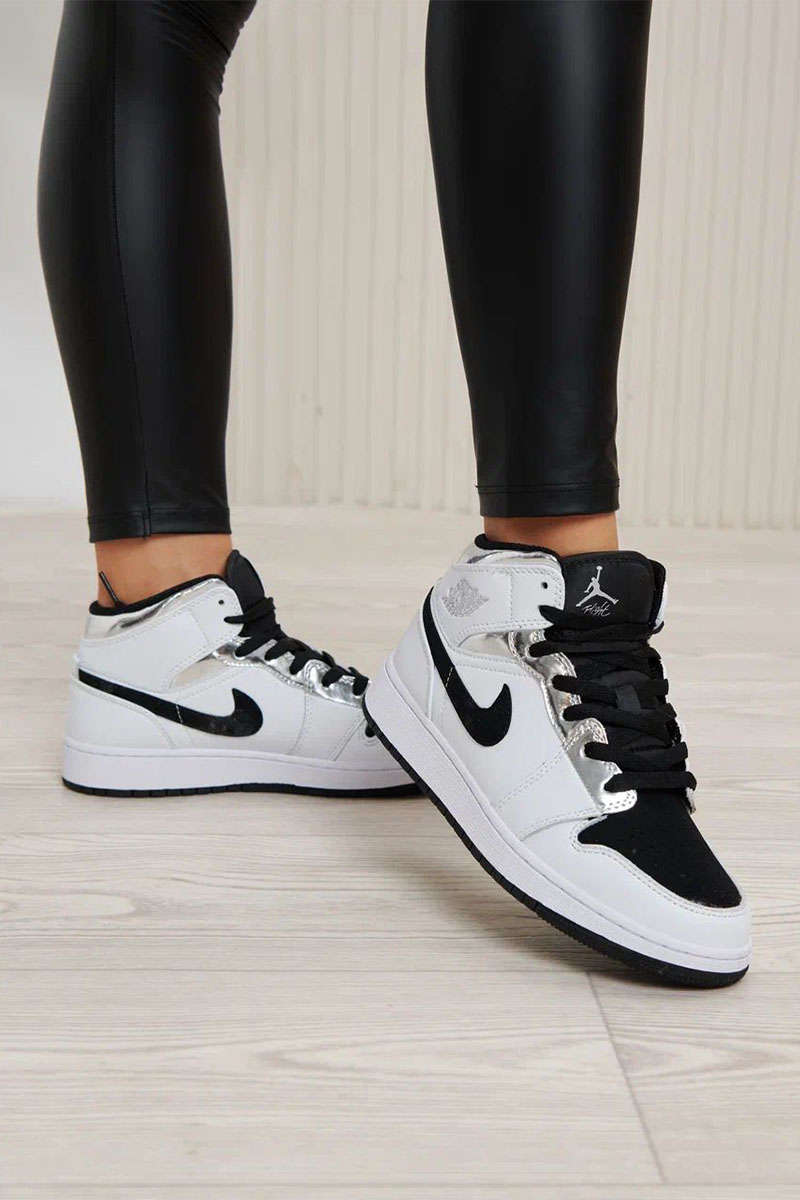 Nike Женские кроссовки Dunk High - White / Black / Silver